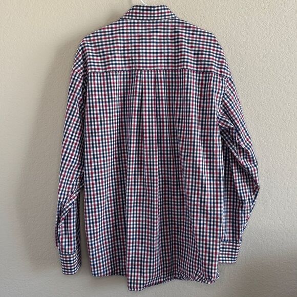 George Straight Men's Checkered Long Sleeve Button Down Shirt 100% Cotton EUC - Picture 2 of 5